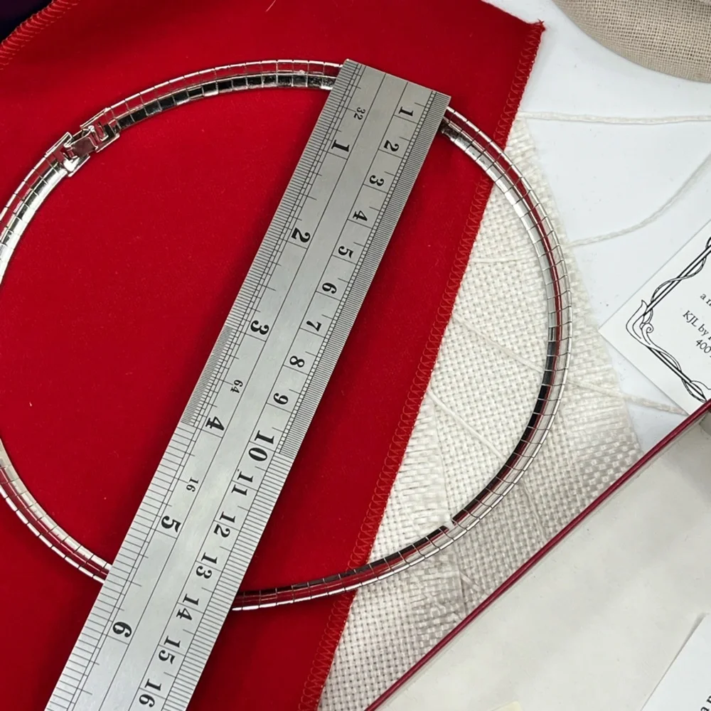 Vintage Kenneth Jay Lane Rhodium-Plated Omega Necklace with Original Box & Pouch - Picture 15 of 17